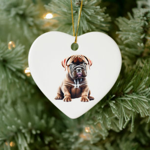 Décoration En Céramique Chiot Dogue de Bordeaux Personnalisé