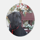 Décoration En Céramique Chiot noir d'Ornament~ Labrador de Noël (Gauche)