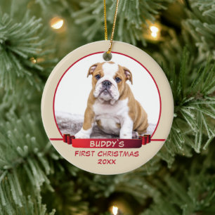 Décoration En Céramique Chiot personnalisé 1er Noël Animal de compagnie Ph
