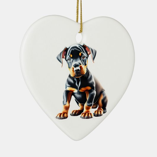 Décoration En Céramique Chiot Pinscher Doberman personnalisé (Droite)