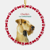 Décoration En Céramique Chiot Premier Noël Personnalisé Airedale Terrier (Devant)