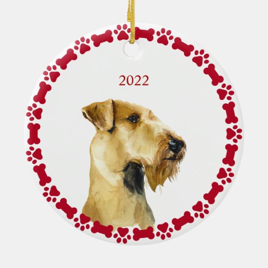 Décoration En Céramique Chiot Premier Noël Personnalisé Airedale Terrier (Dos)