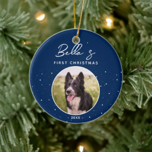 Décoration En Céramique Chiot première frontière de Noël Collie Chien phot