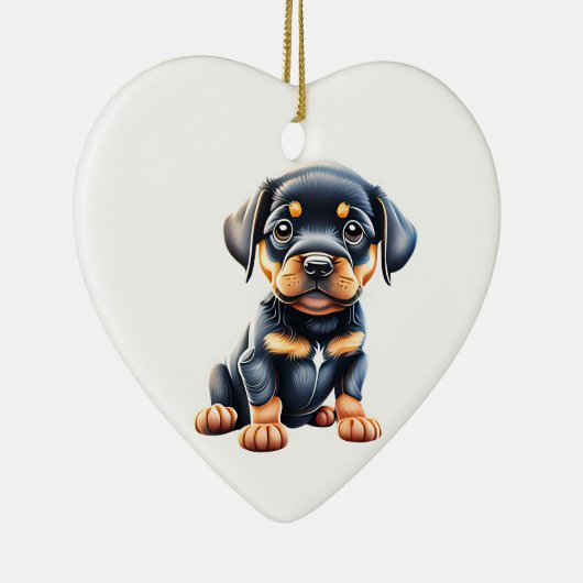 Décoration En Céramique Chiot Rottweiler personnalisé (Droite)