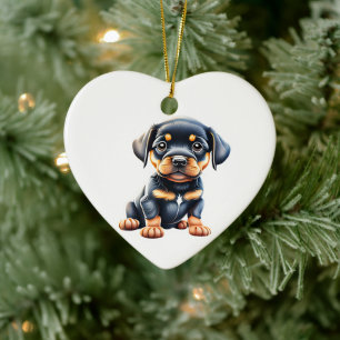 Décoration En Céramique Chiot Rottweiler personnalisé