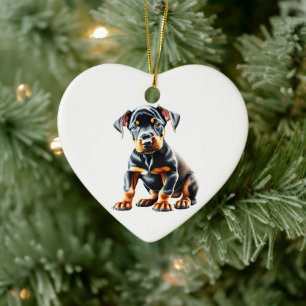Décoration En Céramique Chiots Doberman Pinscher Personnalisés