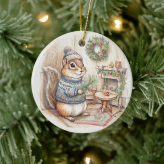 Décoration En Céramique Chipmunk Christmas Wildlife Ornament