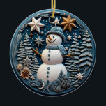 Décoration En Céramique Chirstmas Snowman 3D<br><div class="desc">Ornement de Noël mignon 3D</div>