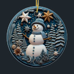 Décoration En Céramique Chirstmas Snowman 3D<br><div class="desc">Ornement de Noël mignon 3D</div>