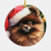 Décoration En Céramique Chocolat Brown Poméranie Aquarelle Noël (Dos)