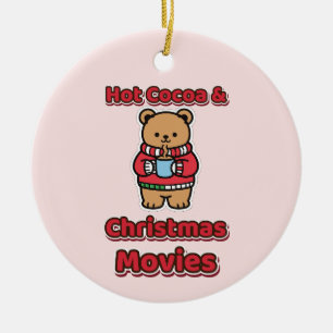 Décoration En Céramique Chocolat Chaud et Films de Noël Ours Mignon
