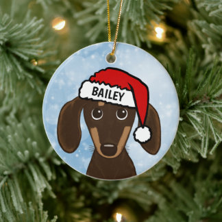 Décoration En Céramique Chocolat Dachshund Père Noël Wiener Chien Nom Pers