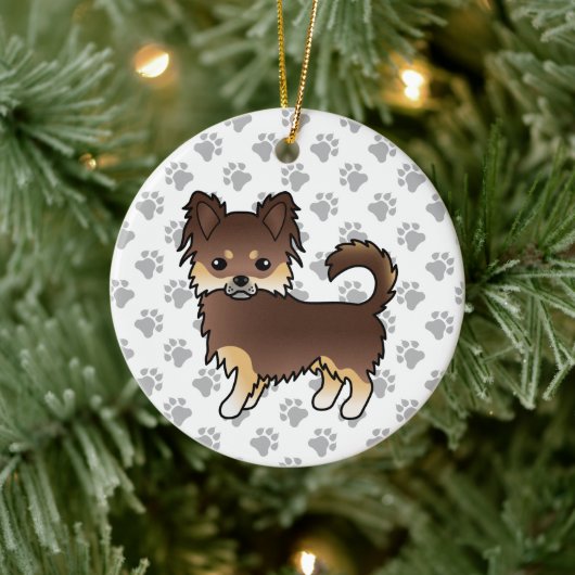 Décoration En Céramique Chocolat Et Chocolat Long Tan Chihuahua Chien & Pa (Arbre)