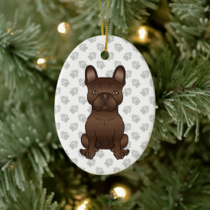 Décoration En Céramique Chocolat French Bulldog / Frenchie Dog & Text