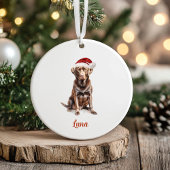 Décoration En Céramique Chocolat Lab Chien de Noël personnalisé