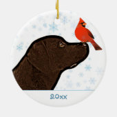 Décoration En Céramique Chocolate Labrador Christmas (Dos)