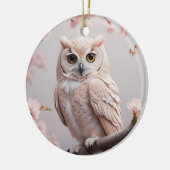 Décoration En Céramique Chouette aux fleurs de cerises roses (Gauche)