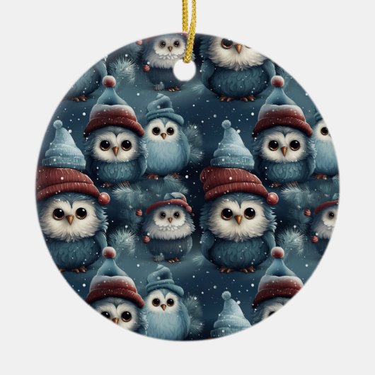 Décoration En Céramique Chouette de Noël (Devant)