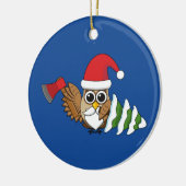 Décoration En Céramique Chouette de Noël avec renard et pin (Gauche)