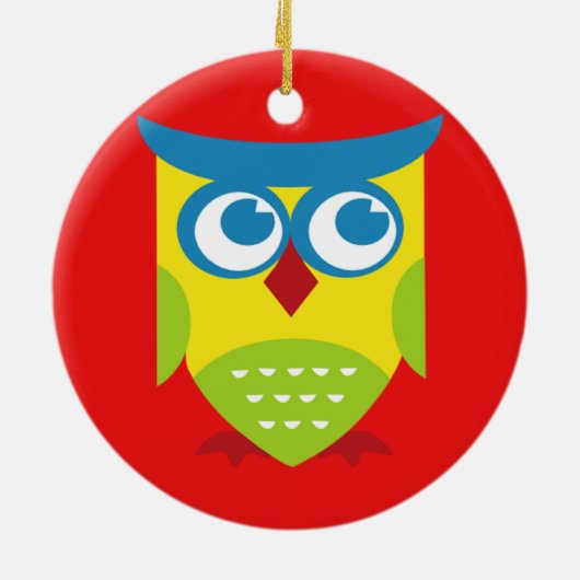 Décoration En Céramique Chouette rétro colorée (Dos)