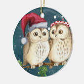 Décoration En Céramique Chouettes de Noël (Gauche)