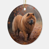 Décoration En Céramique Chow Chow à l'automne Feuilles automne Inspire (Gauche)
