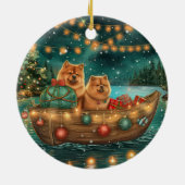 Décoration En Céramique Chow Chow Noël Festive Voyage (Dos)