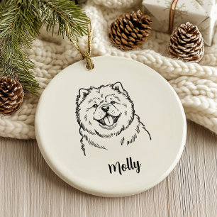 Décoration En Céramique Chow Chow Personnalisé pour Noël