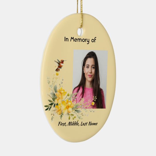 Décoration En Céramique Christian Memorial Hummingbird Yellow Roses (Droite)