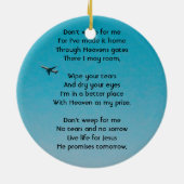 Décoration En Céramique Christian Memorial Keepsake Pilot Airplane Flying (Dos)