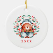 Décoration En Céramique Christmas bear family of 3 name (Dos)