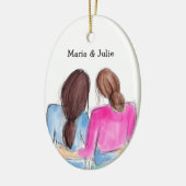 Décoration En Céramique Christmas Best Friend Gift Two brunette girls (Gauche)