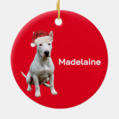 Décoration En Céramique Christmas Bull Terrier Chien Merry Salutation (Dos)