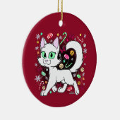 Décoration En Céramique Christmas Cat Ceramic Ornament (Red) (Droite)