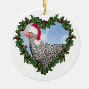 Décoration En Céramique Christmas Chicken * Barred Rock Chicken