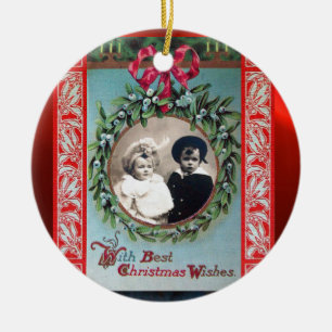 DÉCORATION EN CÉRAMIQUE CHRISTMAS COURONNE AVEC MISTLETOS MODÈLE PHOTO