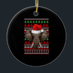 Décoration En Céramique Christmas Elephant Santa Hat Cute Animal Ugly Xmas<br><div class="desc">Christmas Elephant Santa Hat Cute Animal Ugly Xmas</div>