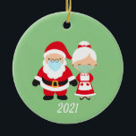 Décoration En Céramique Christmas Face Mask Santa and Mrs. Claus<br><div class="desc">This design was created though digital art. It may be personalized in the area provided or customizing by changing the photo or added your own words. Contact me at colorflowcreations@gmail.com if you with to have this design on another product. Purchase my original abstract acrylic painting for sale at www.etsy.com/shop/colorflowart. See...</div>