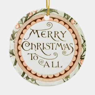 Décoration En Céramique Christmas Holly Jolie Antique Salutation