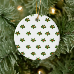 Décoration En Céramique Christmas Holly Motif