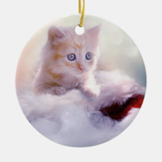 Décoration En Céramique Christmas Kitten