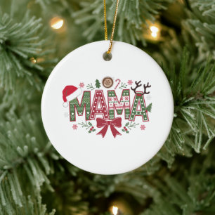 Décoration En Céramique Christmas Mama Coquette Bow Mama Claus Tree Cake