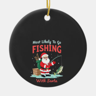 Décoration En Céramique Christmas Merry Christmas For Gift Fishing Santa (