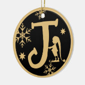 Décoration En Céramique Christmas Monogram Letter J Gold Black (Gauche)