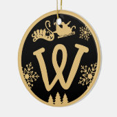 Décoration En Céramique Christmas Monogram Letter W Gold Black (Gauche)