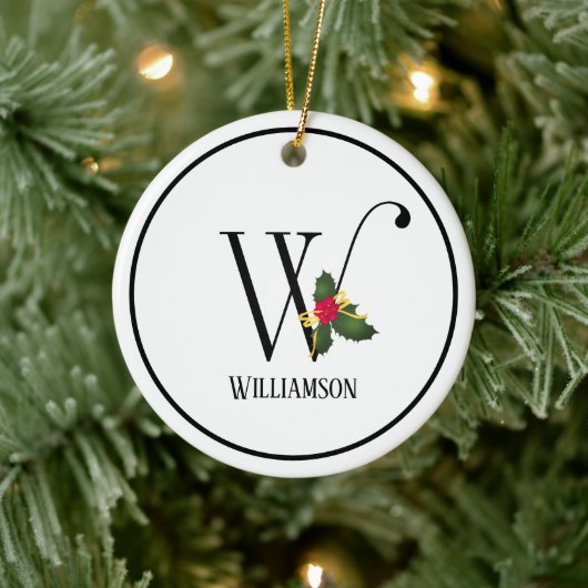 Décoration En Céramique Christmas Monogram Letter W Personalized (Arbre)