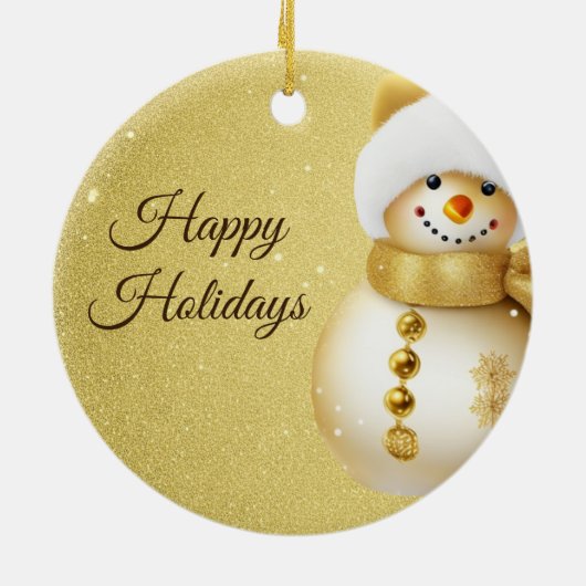 Décoration En Céramique Christmas Party Golden Snowman Snowflakes Holidays (Dos)