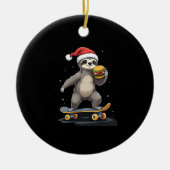 Décoration En Céramique CHRISTMAS SLOTH Funny Christmas Skateboard Sloth (Devant)