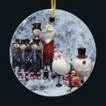 Décoration En Céramique Christmas Tin Choir, with Santa, Snowman, Penguin<br><div class="desc">This colourful tree ornament features all the favourite traditional Christmas characters,  Santa Claus,  an old fashioned soldier,   a snowman,  Penguin all crafted from tin against a snowy scene.</div>