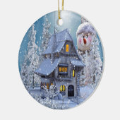 Décoration En Céramique Christmas Tree Decor Winter White Snowman Blue (Gauche)